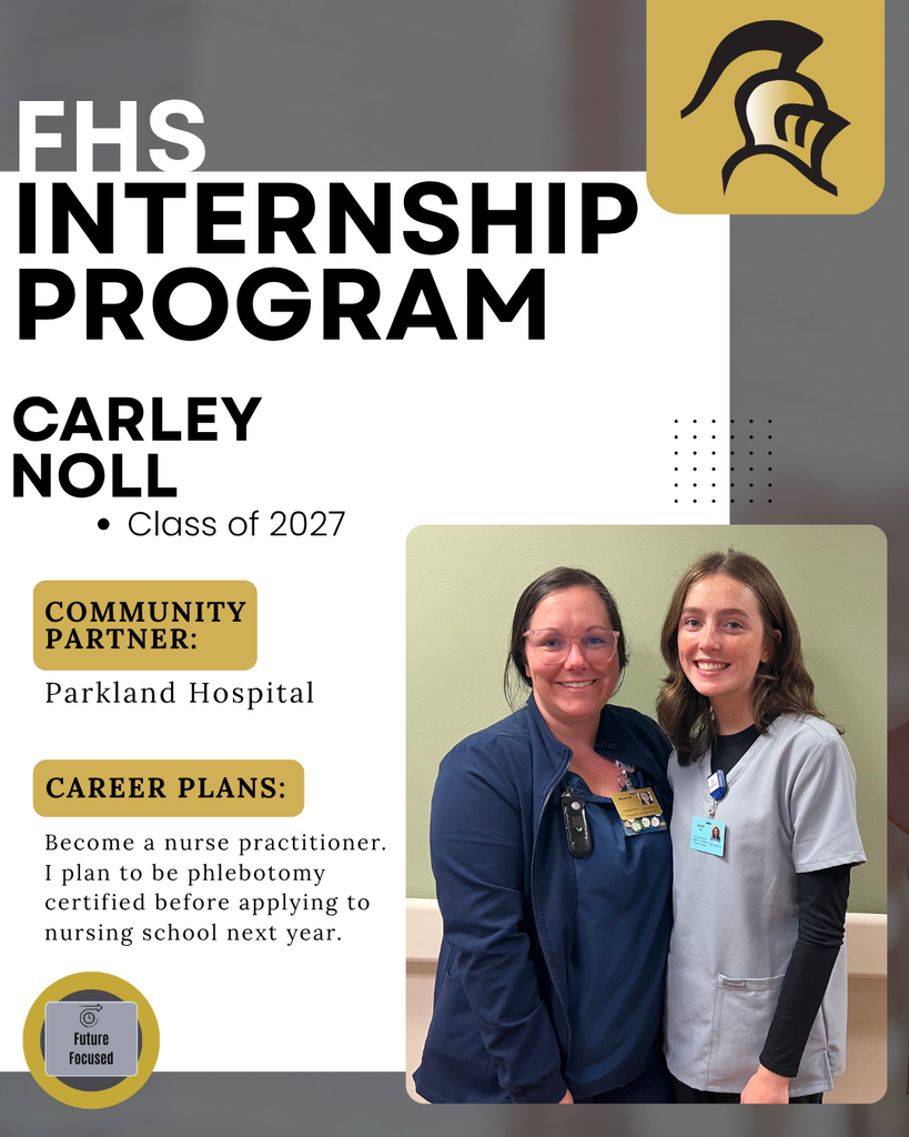 Internship recognition of Carley Noll working at Parkland Hospital