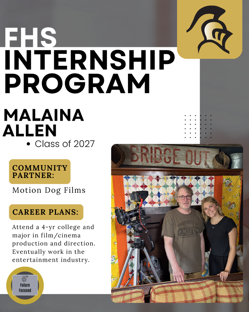 Internship recognition of Malaina Allen working at Motion Dog Films