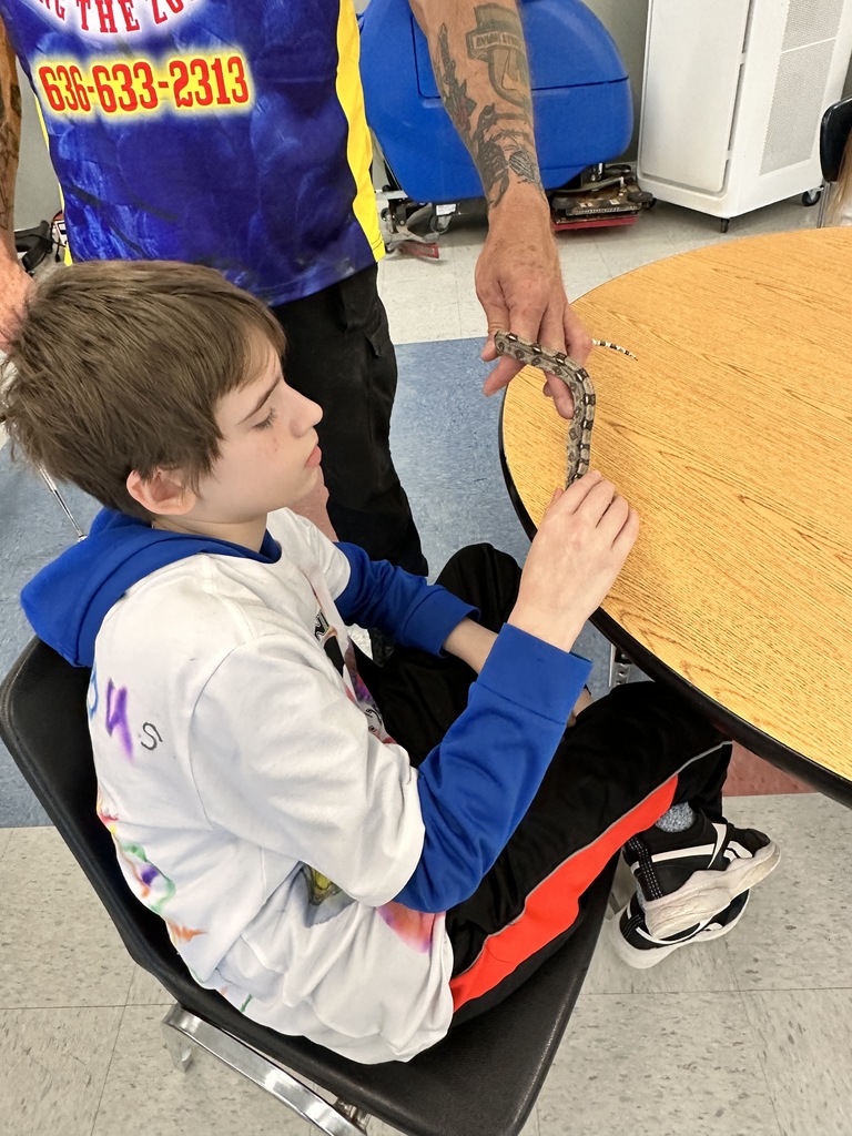 Boy touching a snake