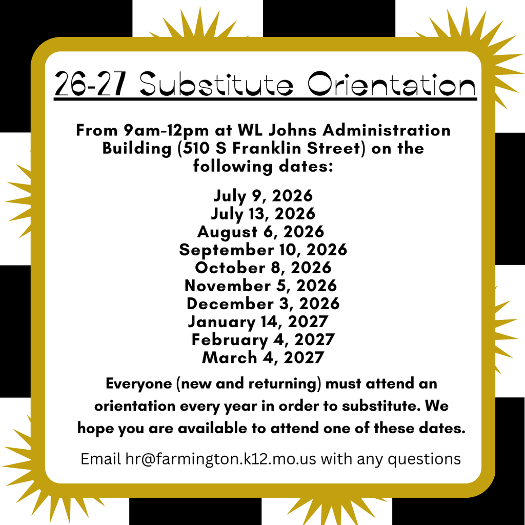 Substitute orientation dates at Farmington