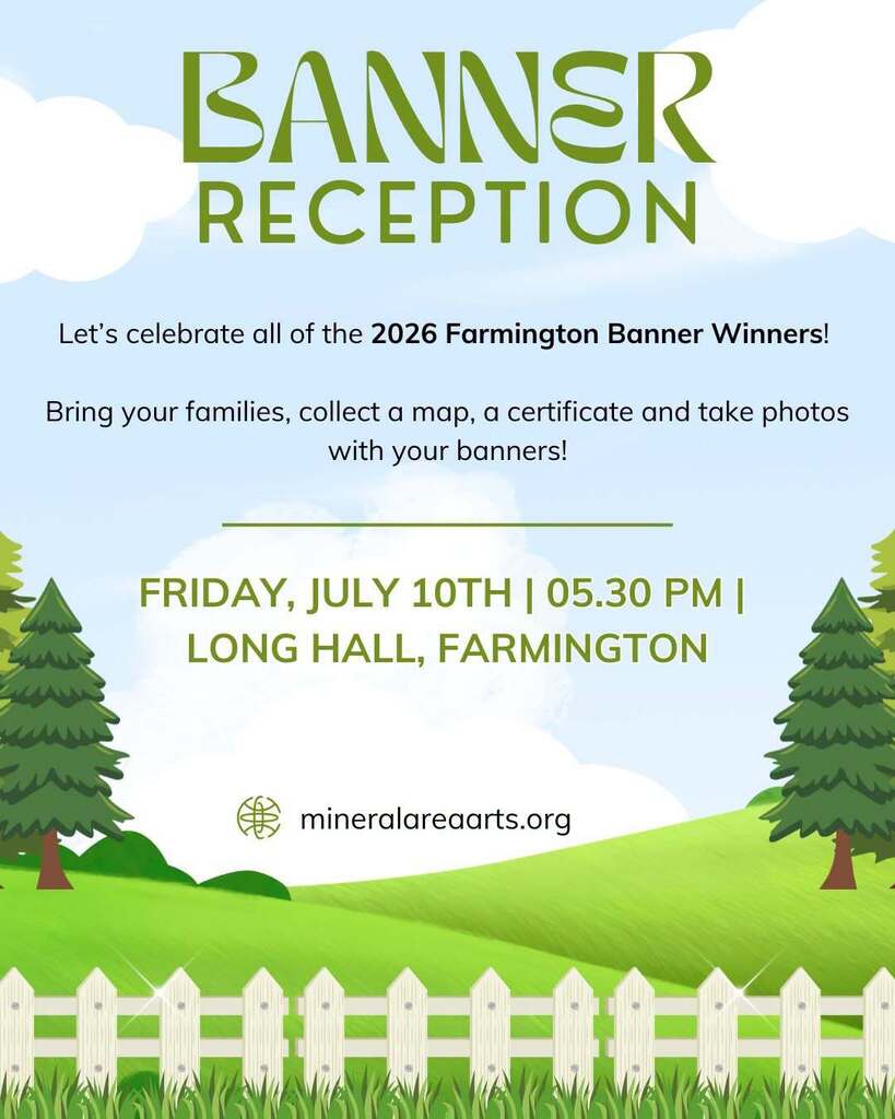Announcing a reception at 5:30p on July 10 to identify art created by students on banners