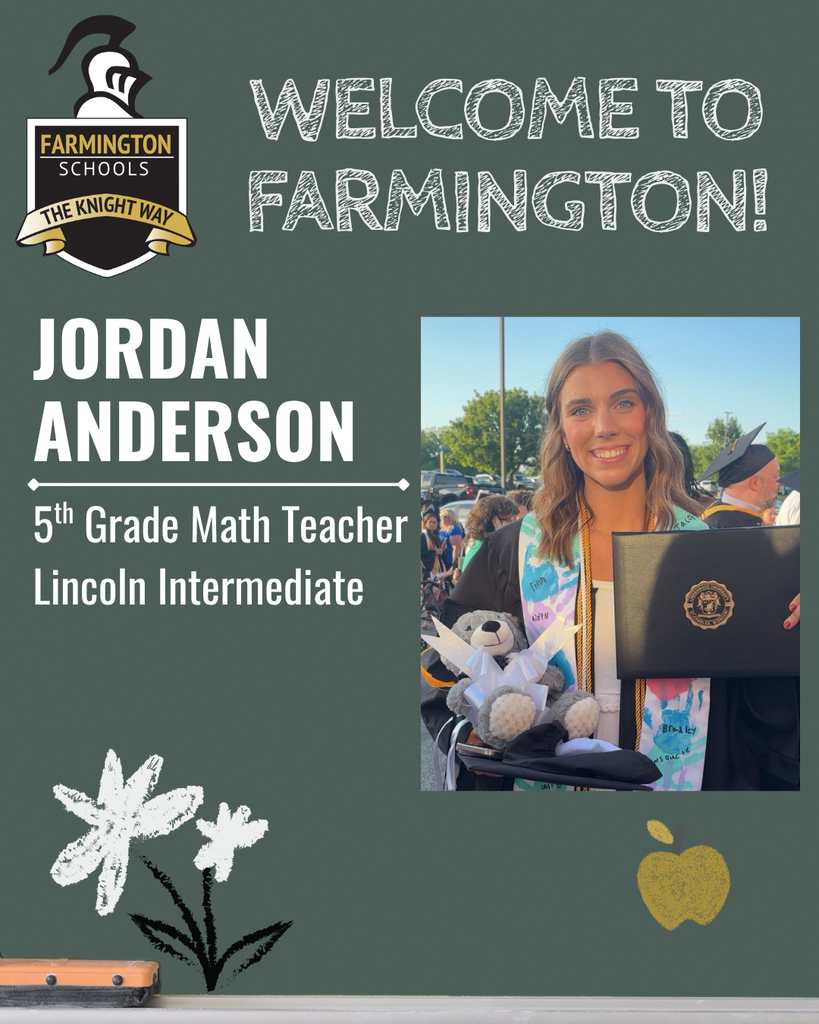 Welcoming Jordan Anderson as a staff member at Farmington