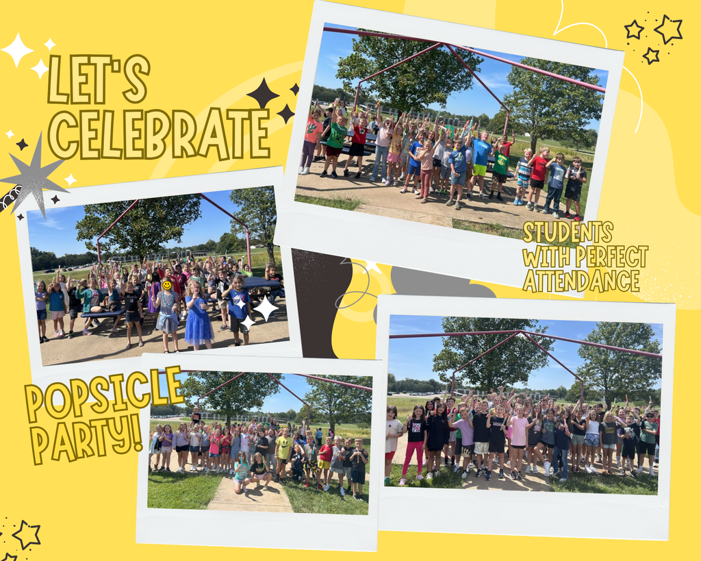 first through fourth graders gather for a popsicle party to celebrate 100% attendance