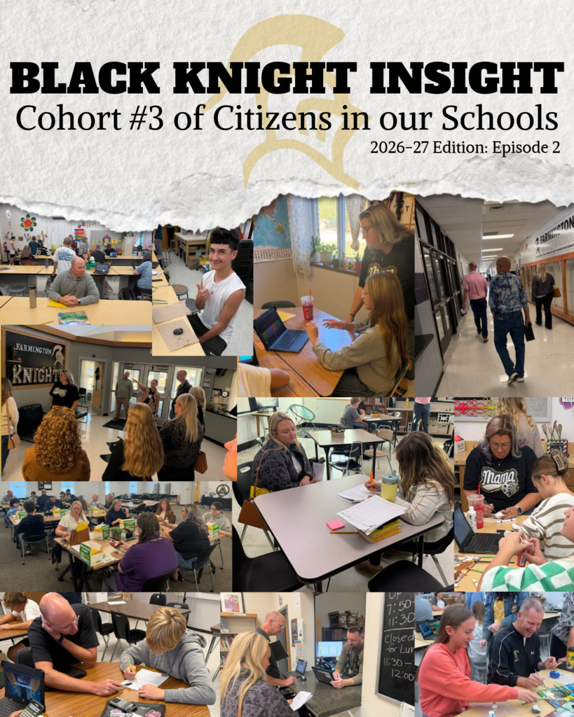 Montage of images showing people in school settings. Scenes include students, teachers, and community members in classrooms, hallways, and cafeteria.