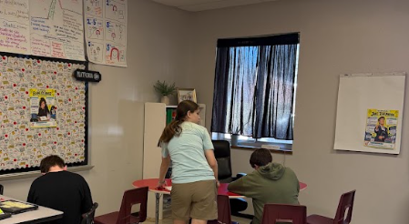 students using character posters to do responses