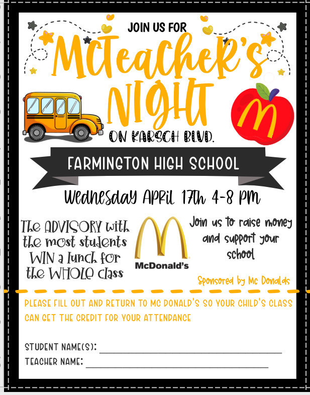 McTeacher's Night April 17th