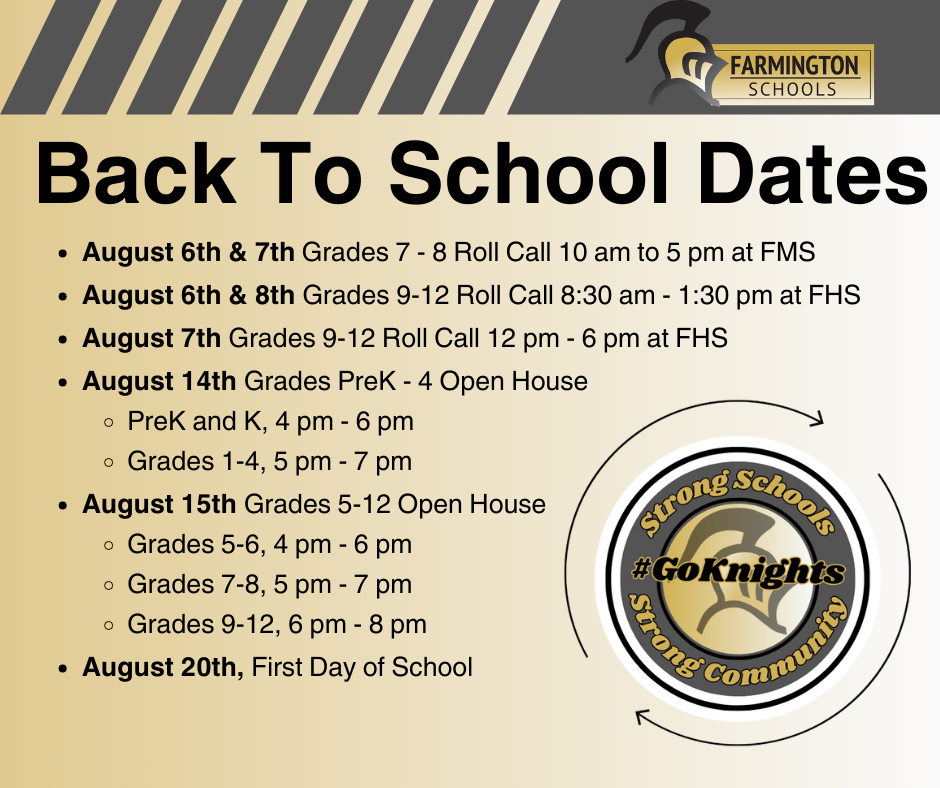 back to school important dates