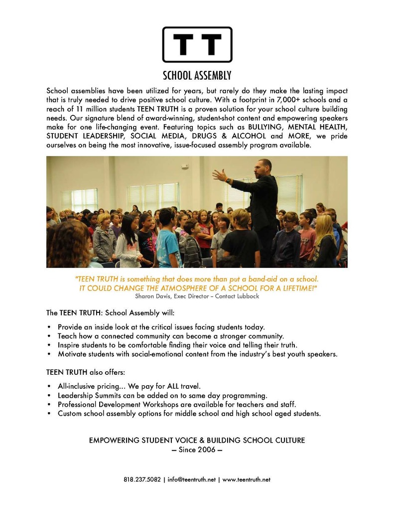Teen Truth School Assembly