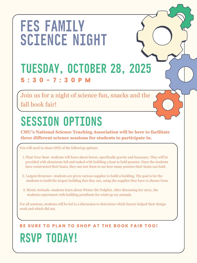 FES Family Science Night Tuesday October 28th 5:30-7:30