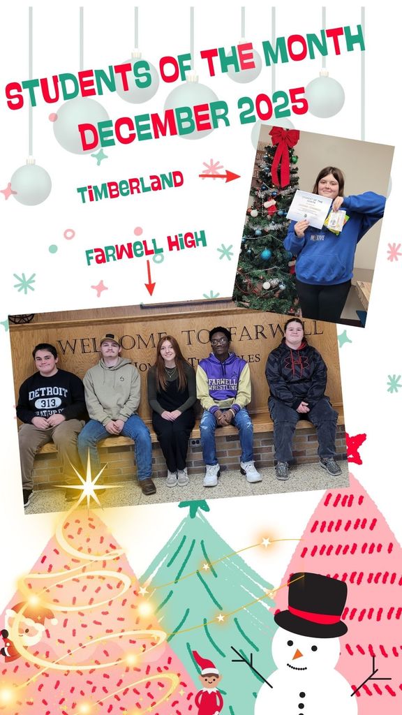 DECEMBER STUDENTS OF THE MONTH FOR HIGH SCHOOL AND TLH 
