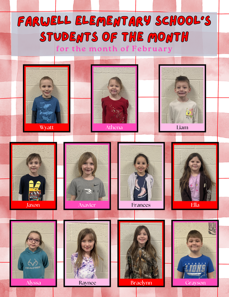 Elementary Students of the Month for February 