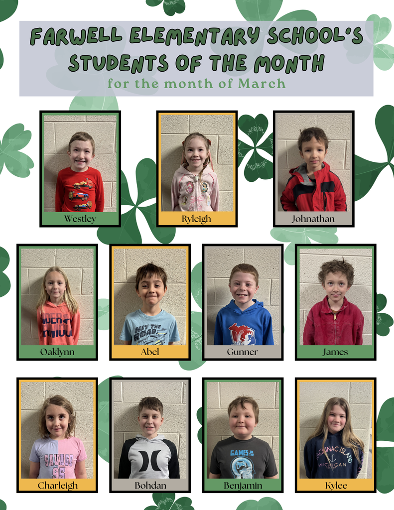 Elementary Students that are Students of the Month for March