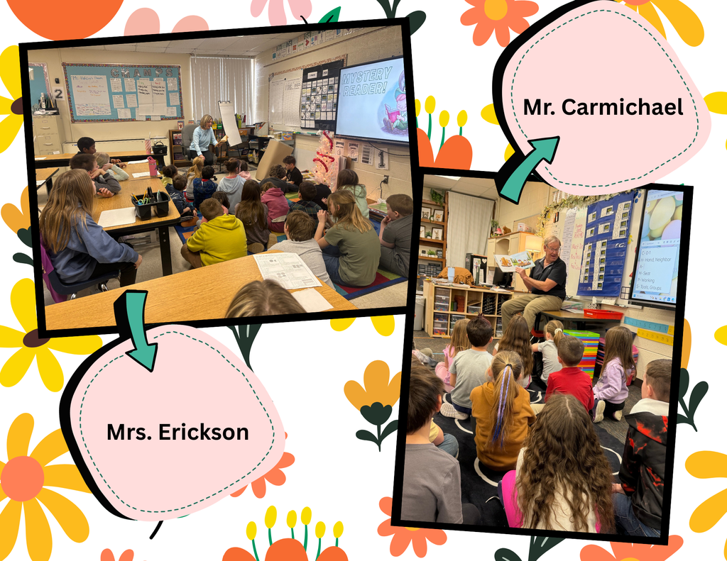 Mrs. Erickson and Mr. Carmichael came in to read to the Elementary for March is Reading Month