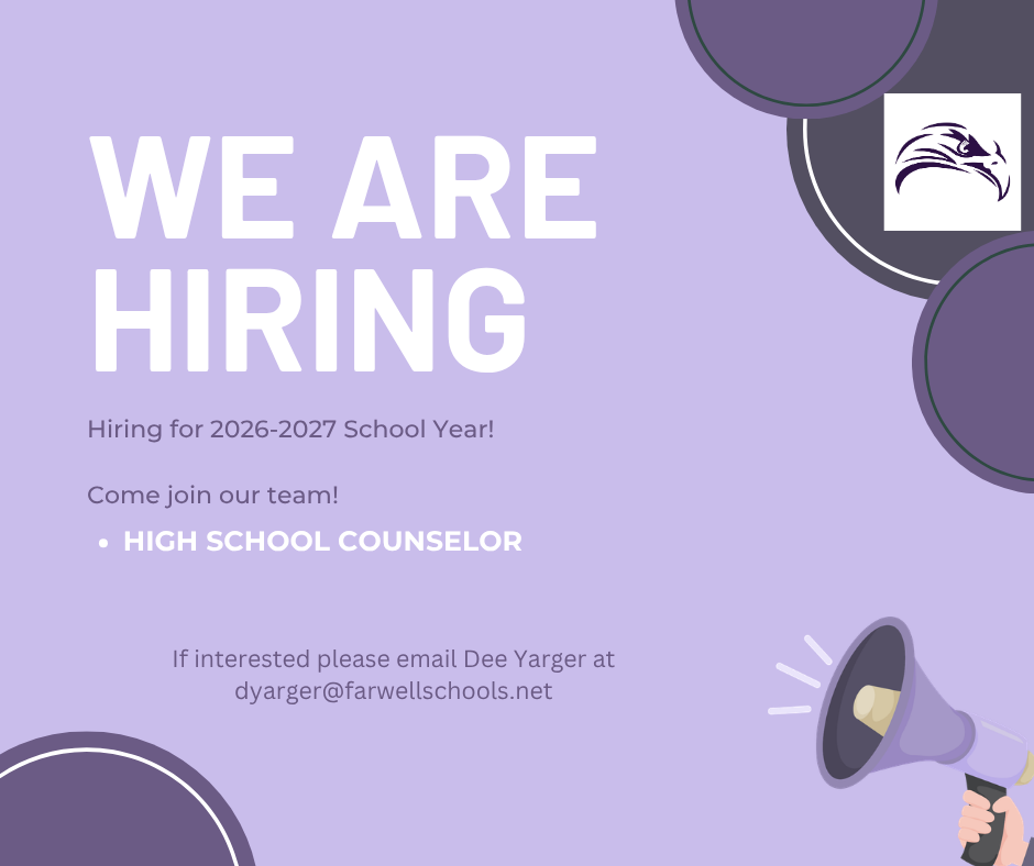 WE ARE HIRING 2026-2027 SCHOOL YEAR HIGH SCHOOL COUNSELOR 
