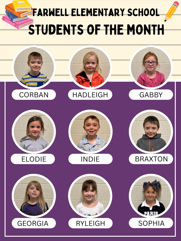 Farwell Elementary's September Students of the Month