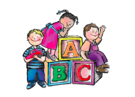 Students playing on wood letter blocks