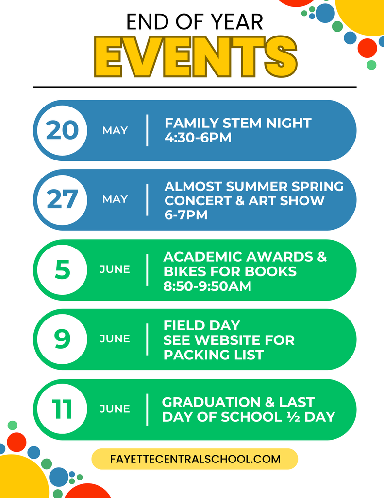 End of year events in May/June