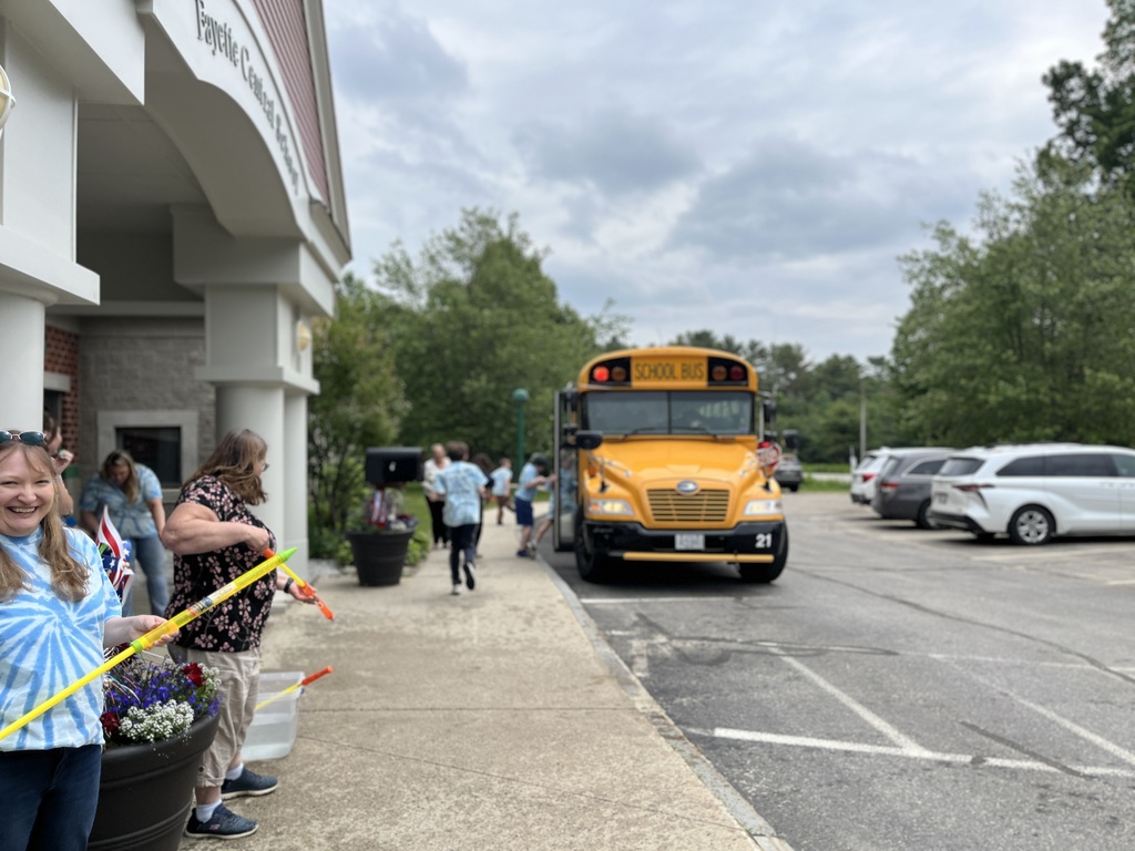 School bus in front of the school