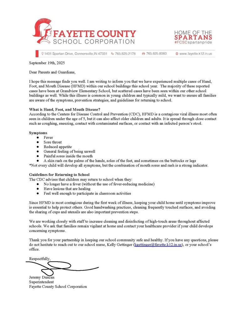 HFMD Letter