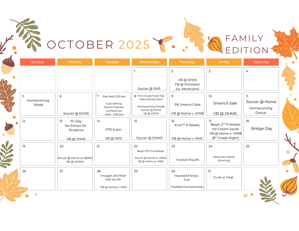 October calendar