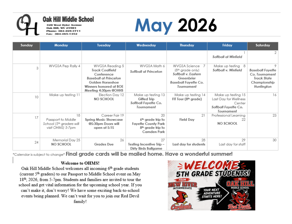 May Calendar