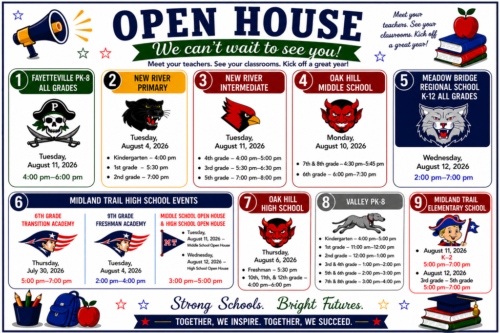 Updated Open House Schedule