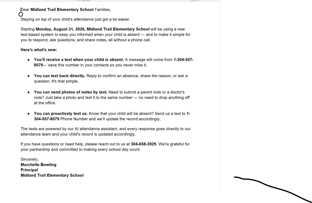 MTES Attendance Pro Letter