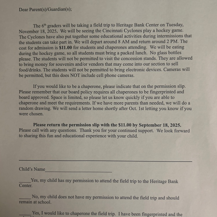 permission slip