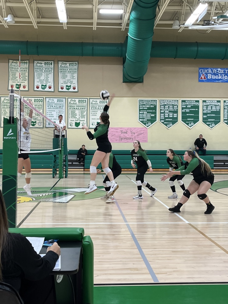 Varsity Lady Rockets volleyball versus Manchester