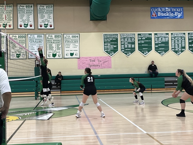 Varsity Lady Rockets volleyball versus Manchester