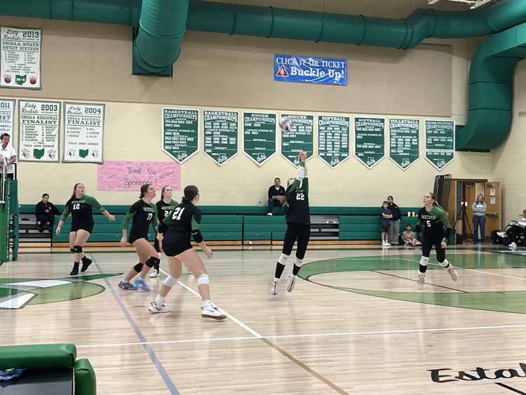 Varsity Lady Rockets volleyball versus Manchester