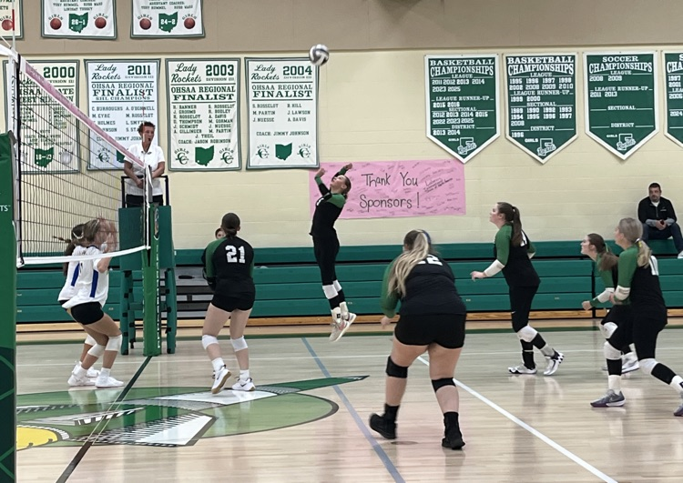 Varsity Lady Rockets volleyball versus Manchester