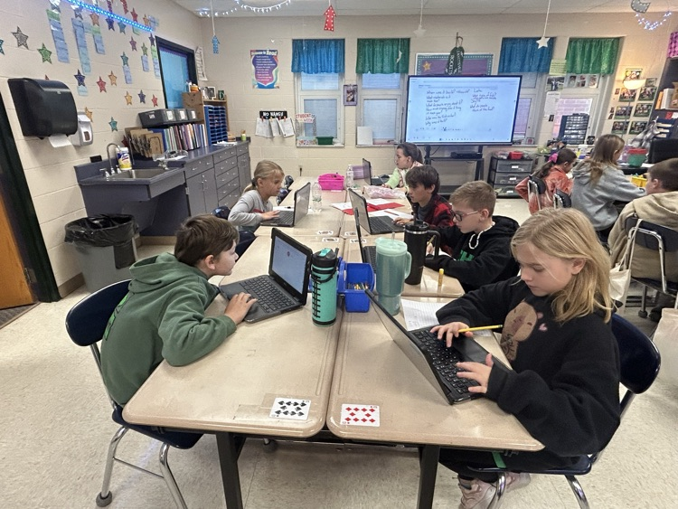 Students working hard in 4th grade on their project!