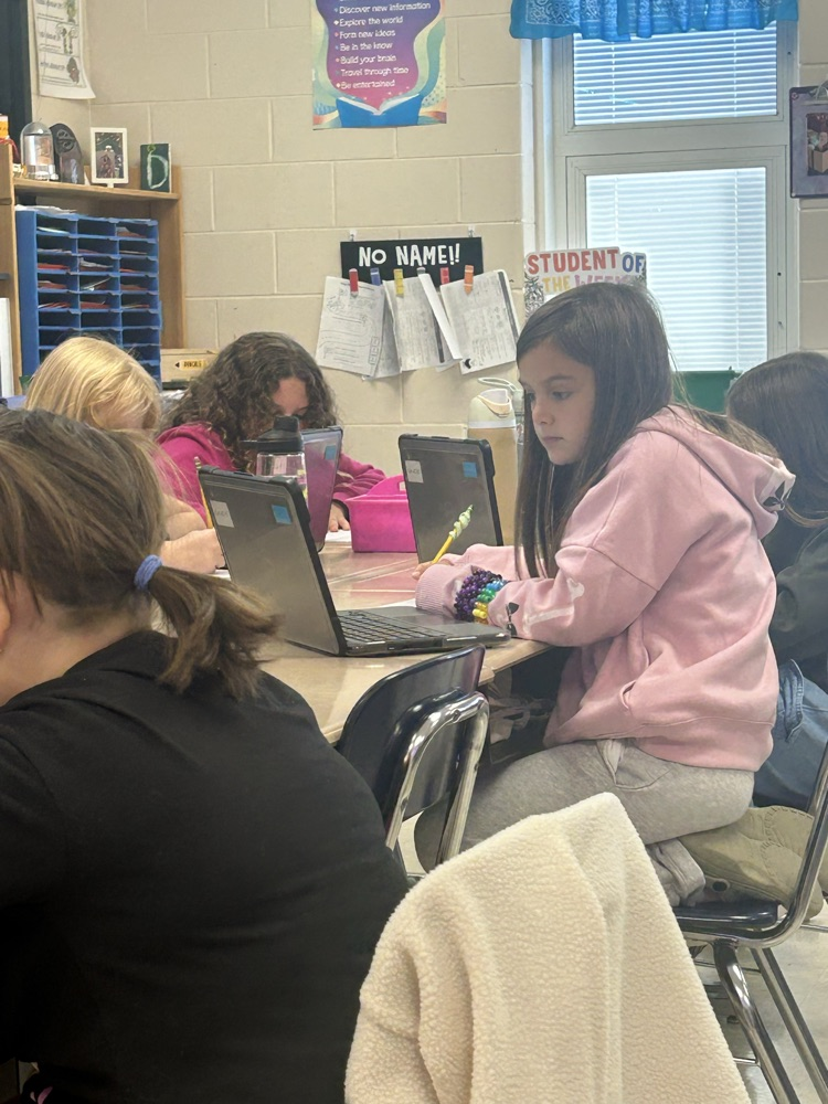 Students working hard in 4th grade on their project!