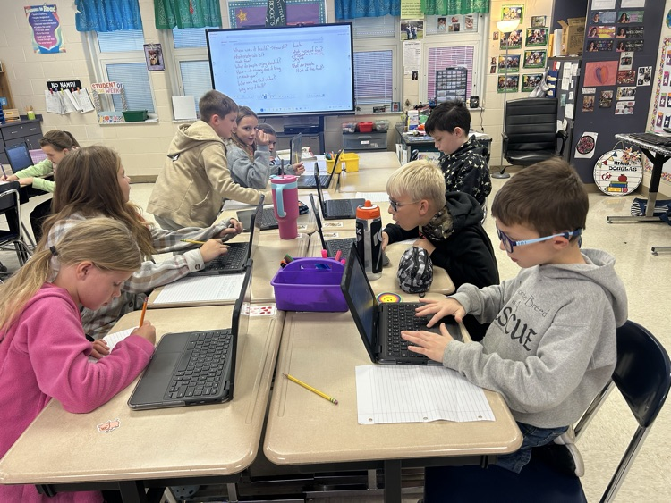 Students working hard in 4th grade on their project!