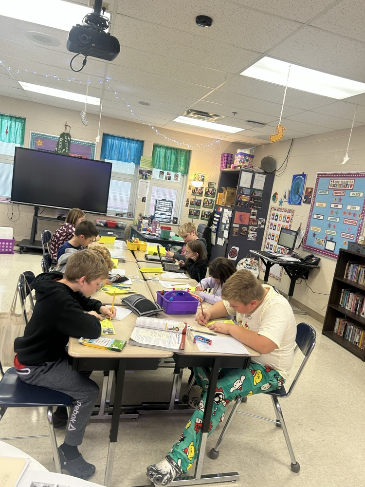 Students working hard in 4th grade on their project!