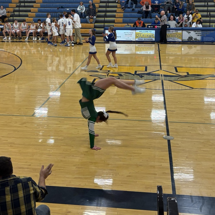 Cheerleader doing backflips.