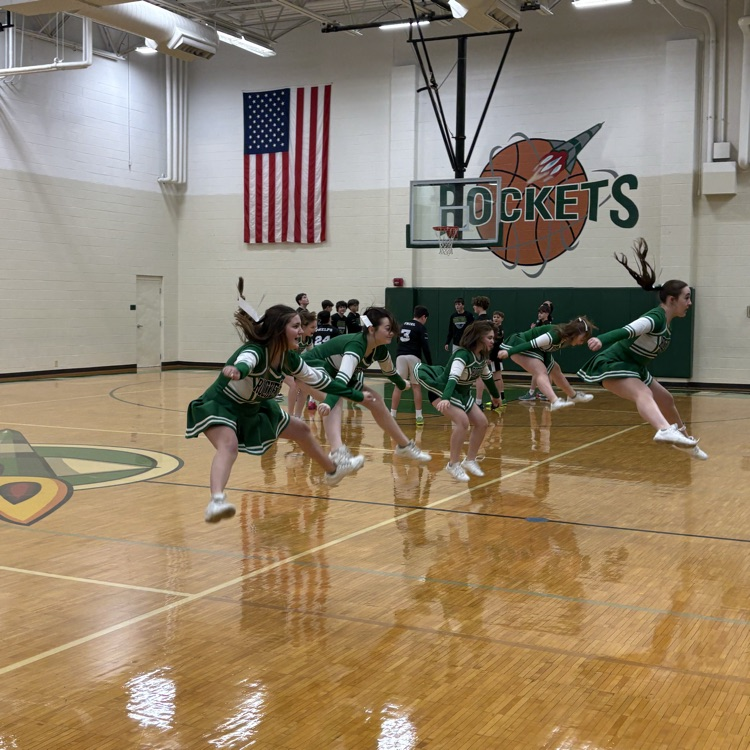 Rocket Rocket cheerleaders during their opening routine.