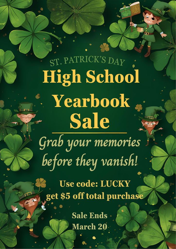 HS Yearbook Sale Code: LUCKY all uppercase