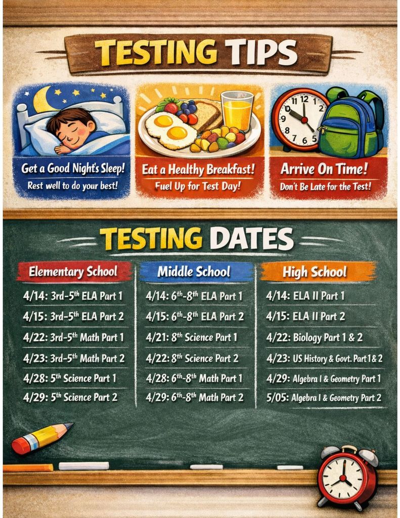 2026 State Testing Schedule