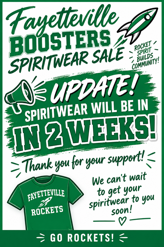 Spiritwear will arrive in 2 weeks