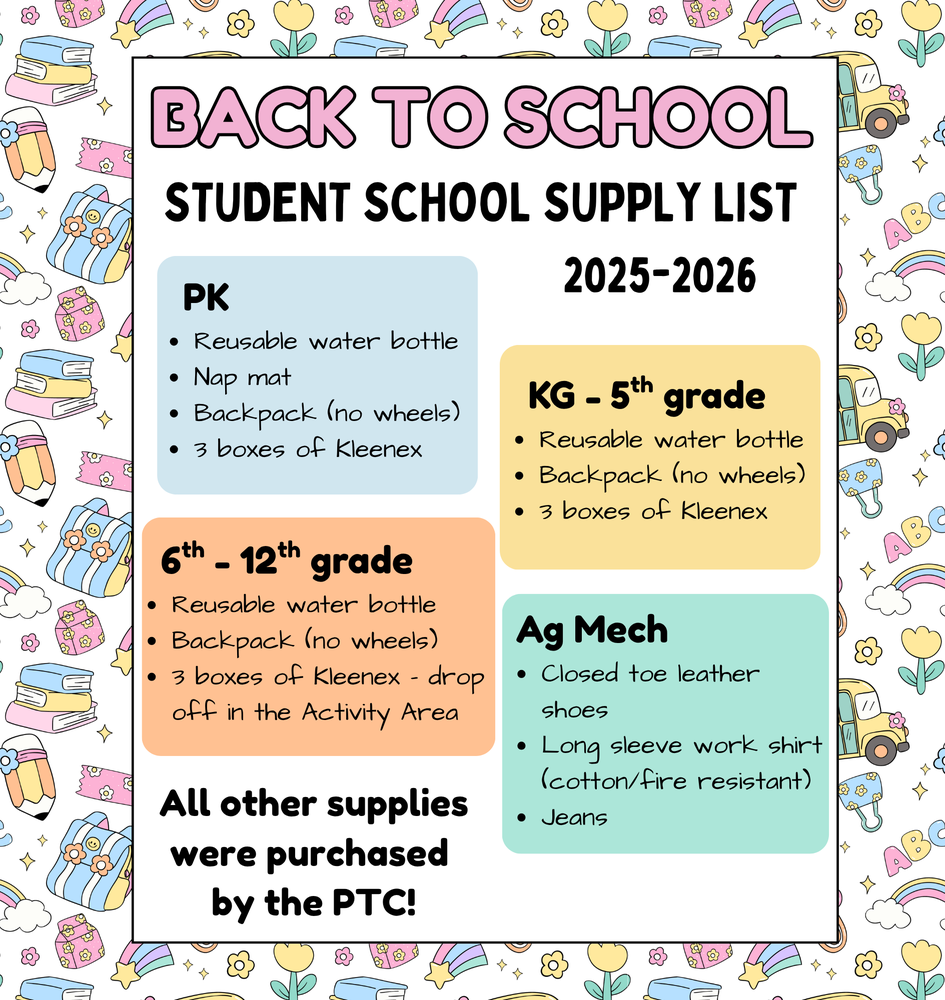 English School Supply List