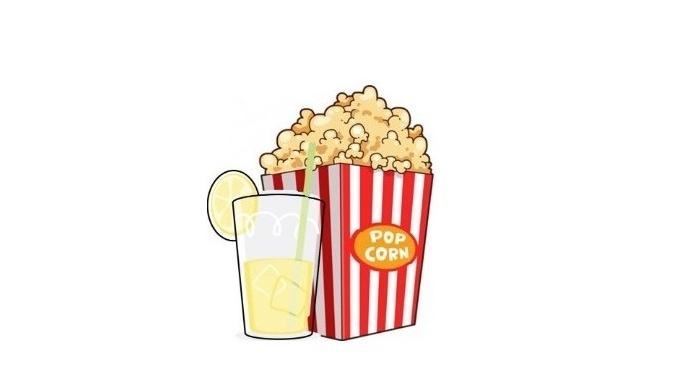 popcorn and glass of lemonade
