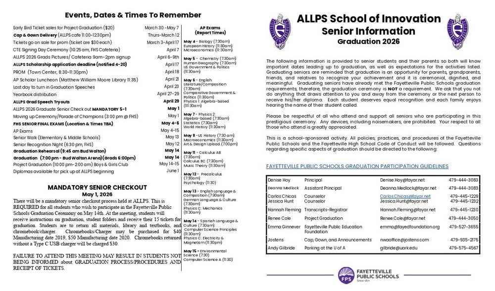 Senior Graduation Information brochure