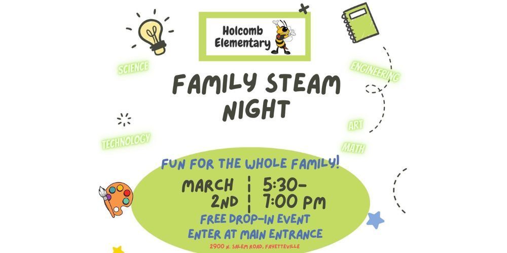 Family Steam Night March 2nd 5:30 - 7:00 PM