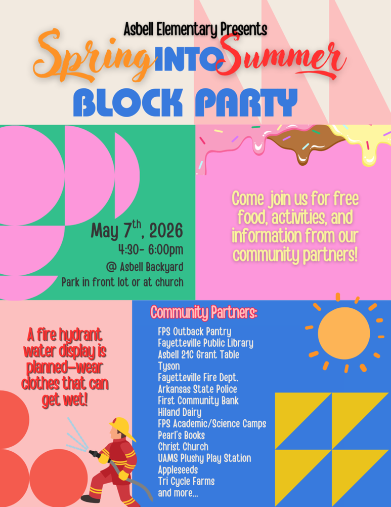 Asbell spring into summer block party May 7th.