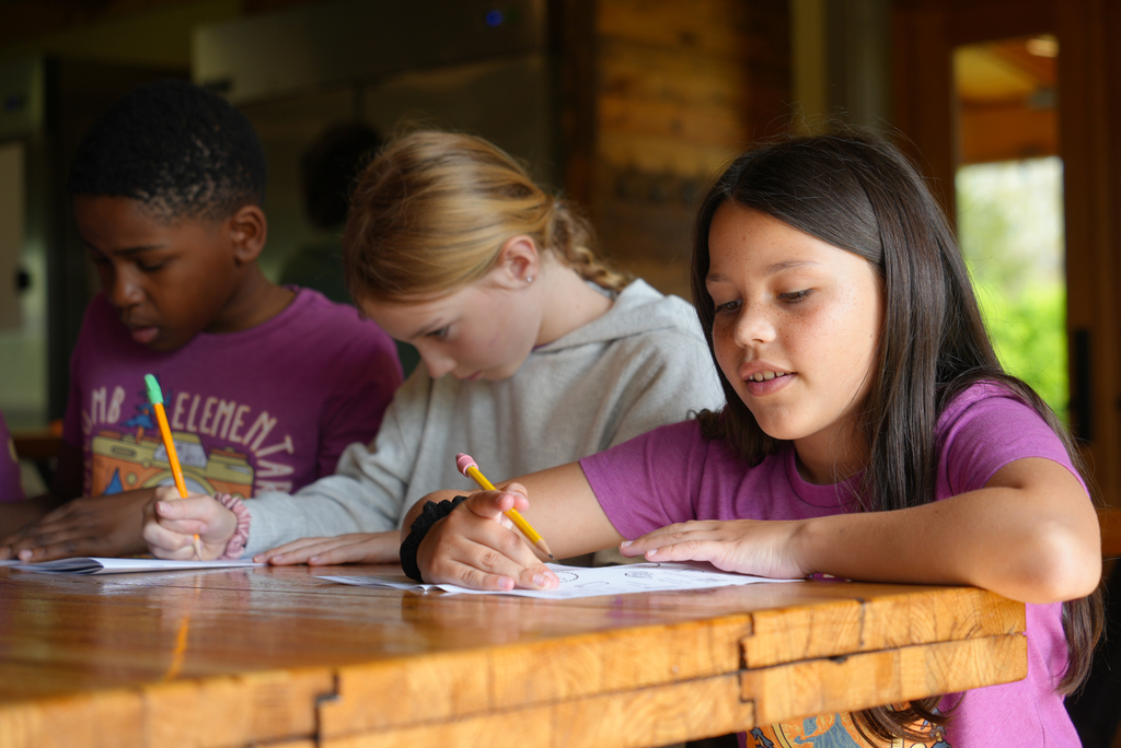Holcomb 4th grade students work on the Apple Seeds farm picking fresh vegetables and preparing them to eat.