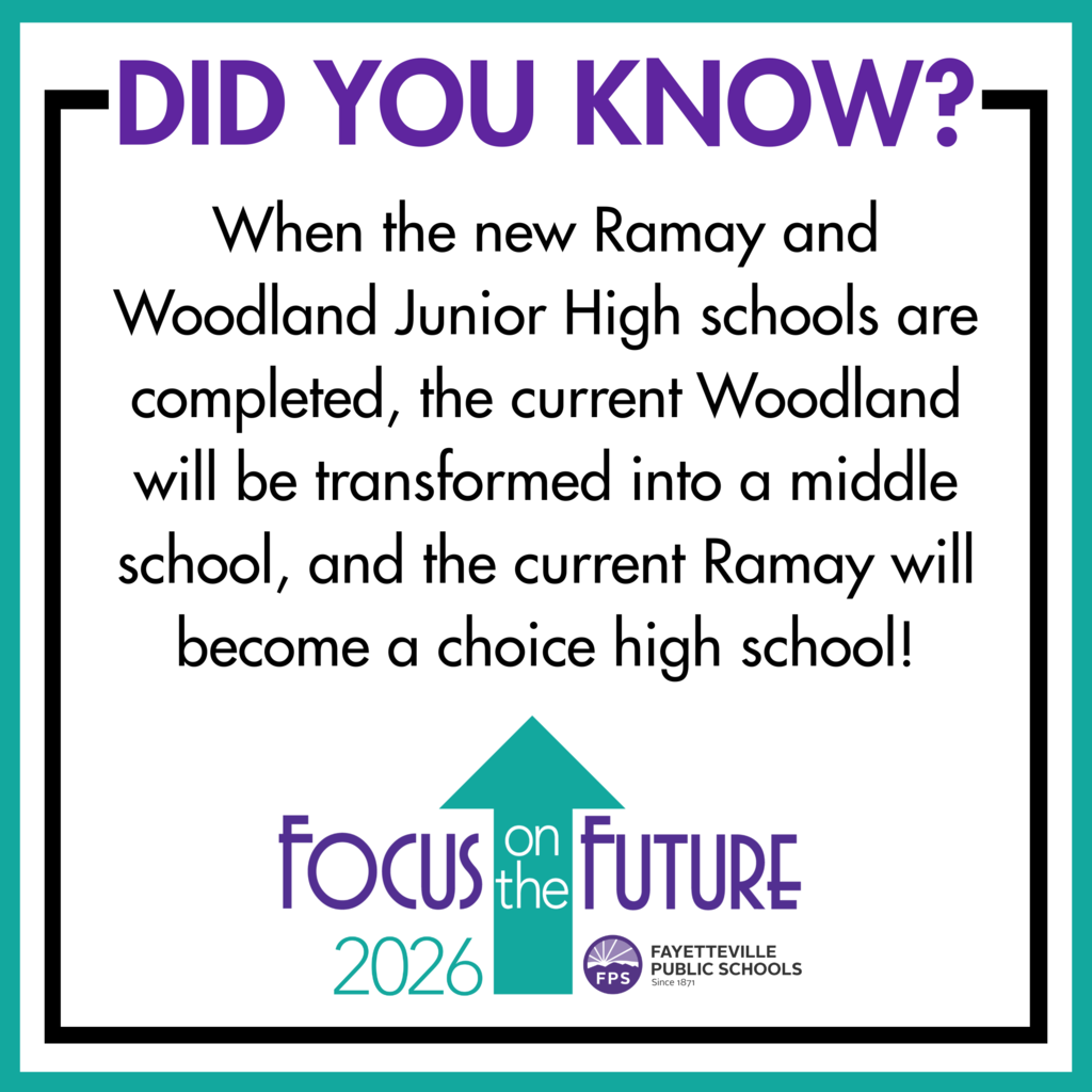 Did you know? When the new Ramay and Woodland Junior High schools are completed, the current Woodland will be transformed into a middle school, and the current Ramay will become a choice high school!