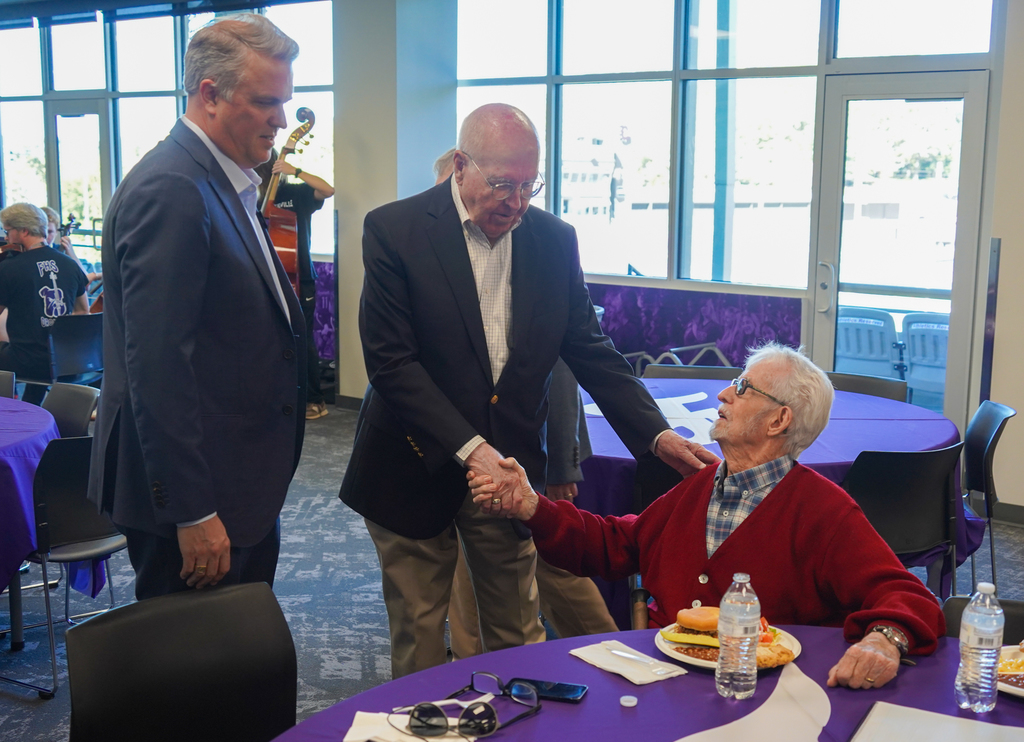 We were proud to host a group of former school board members and administrators for lunch on October 21 in the Sports, Wellness & Academic Center at Harmon Stadium. 