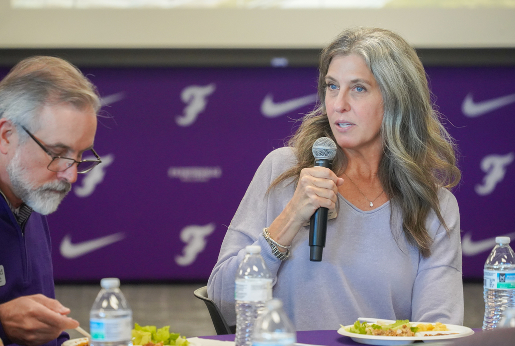 We were proud to host a group of former school board members and administrators for lunch on October 21 in the Sports, Wellness & Academic Center at Harmon Stadium. 
